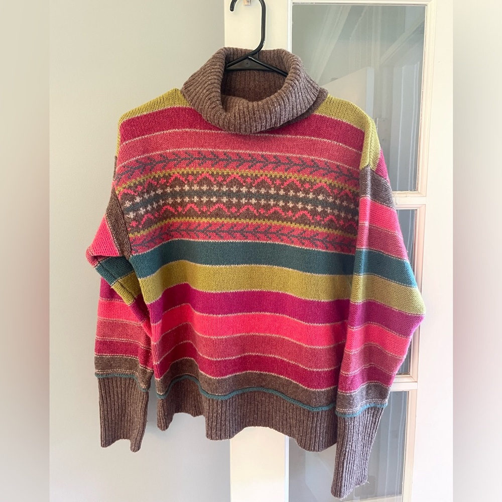 Sundance Multicolor Striped Cowl Neck Sweater